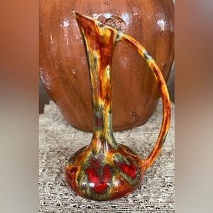 MCM 1970 signed glazed pitcher vase Vintage Art Pottery